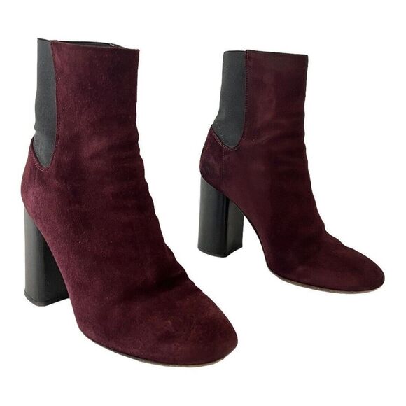 Rag & Bone Size 38 US 8 Agnes Burgundy Suede Block Heel Ankle Boot - Picture 1 of 7